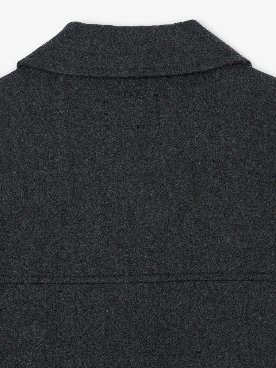 Museum Garments Exhibition Padded Jacket gris chiné en flanelle de laine vierge - détail 2
