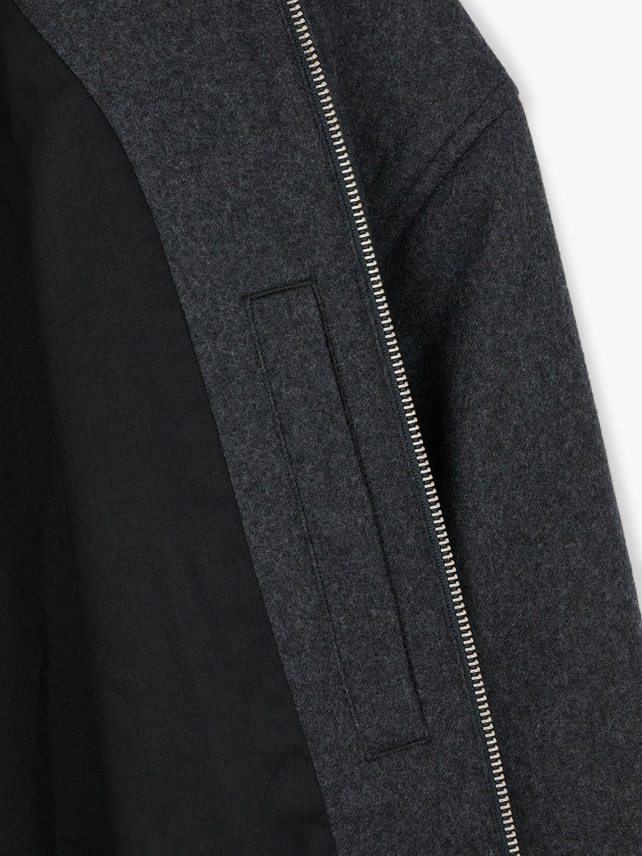 Museum Garments Exhibition Padded Jacket gris chiné en flanelle de laine vierge - détail 3