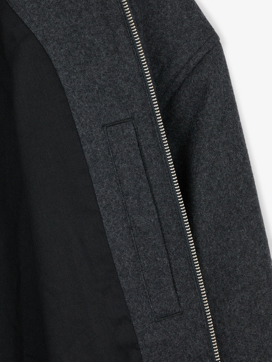 Museum Garments Exhibition Padded Jacket gris chiné en flanelle de laine vierge - détail 3