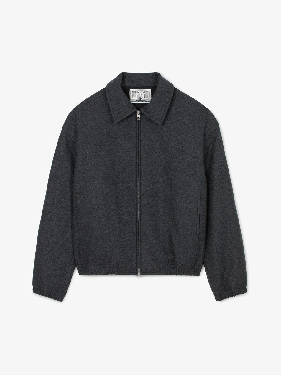 Museum Garments Exhibition Padded Jacket gris chiné en flanelle de laine vierge - packshot