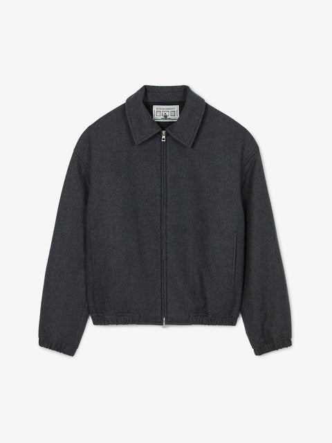 Museum Garments Exhibition Padded Jacket gris chiné en flanelle de laine vierge - packshot
