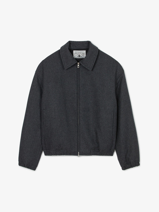 Museum Garments Exhibition Padded Jacket gris chiné en flanelle de laine vierge - packshot