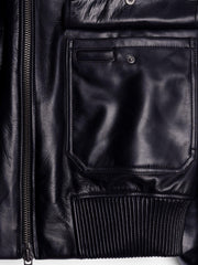 Museum Garments Flight Jacket en cuir de vachette noir - détail 2