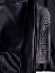 Museum Garments Flight Jacket en cuir de vachette noir - détail 3