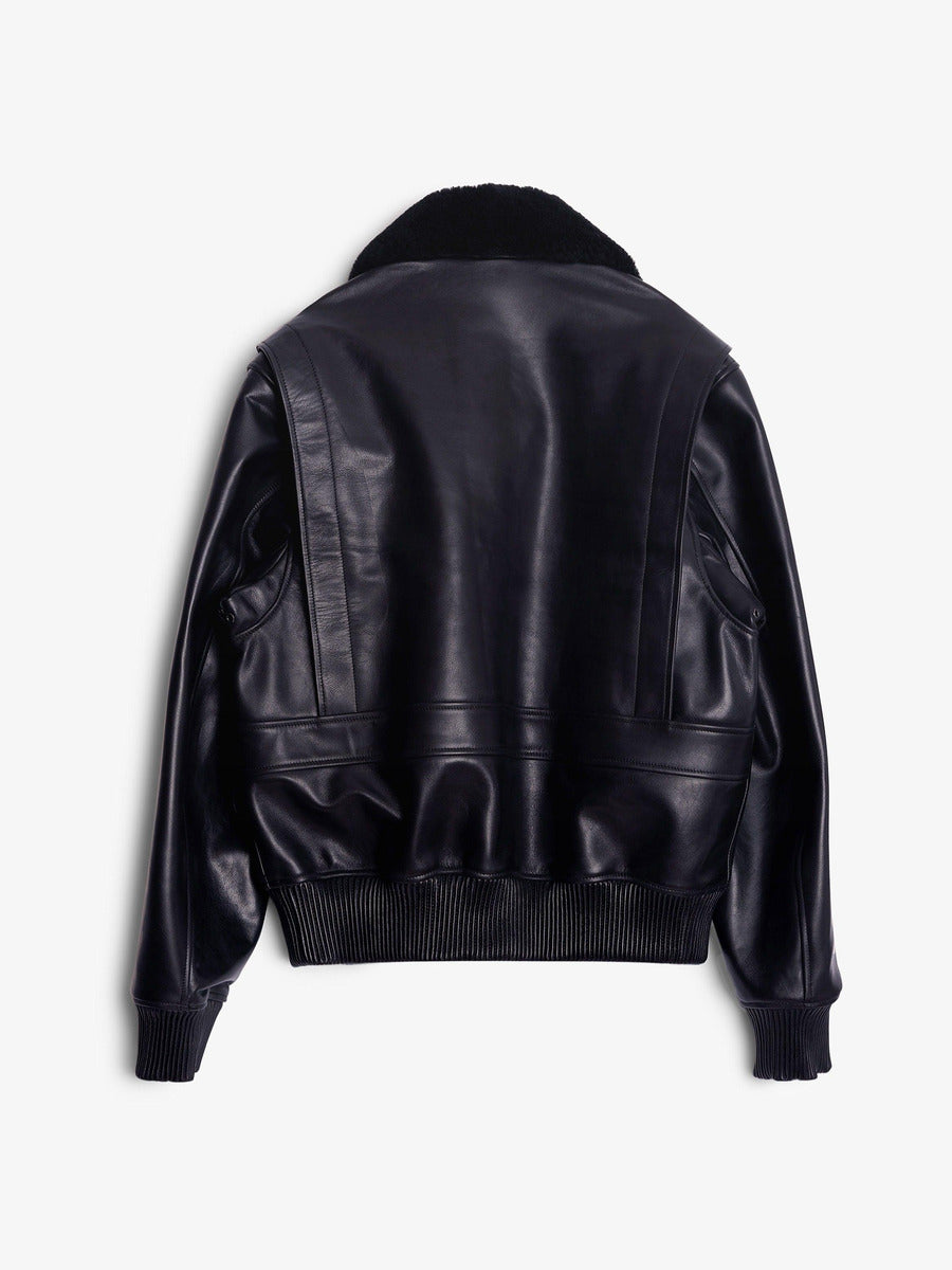 Museum Garments Flight Jacket en cuir de vachette noir - packshot dos