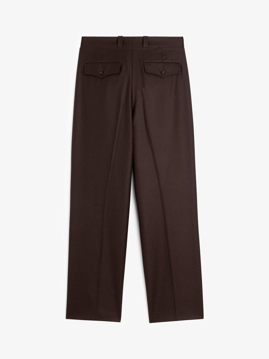 Museum Garments French Military Pants marron foncé en flanelle de laine vierge - packshot dos