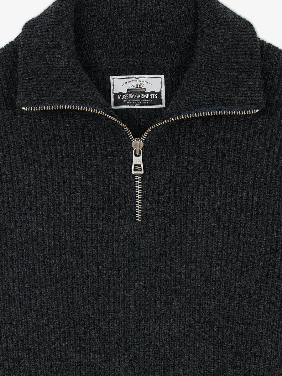 Museum Garments Sailor Sweater charcoal en laine d'agneau mérinos - détail 1