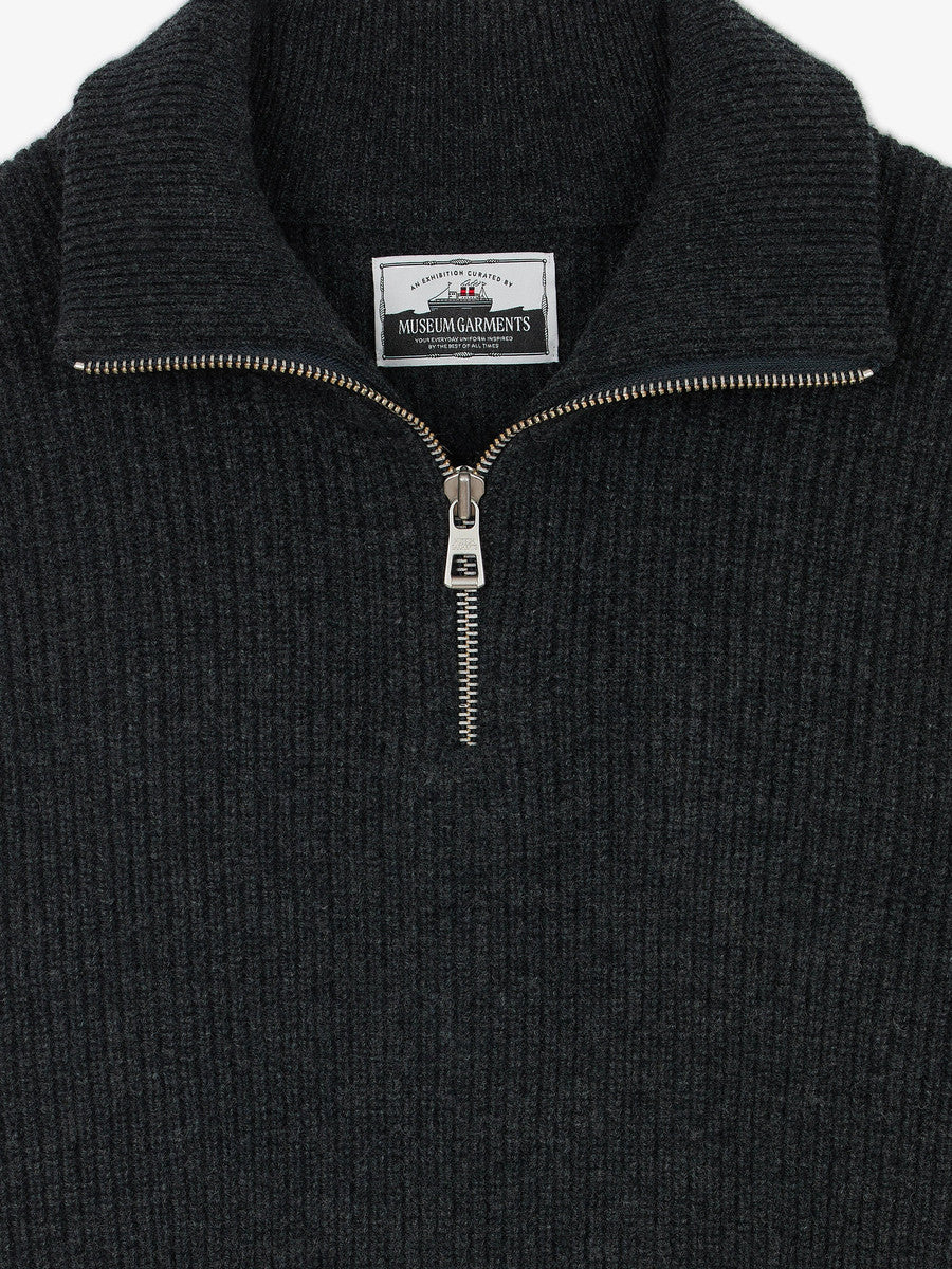 Museum Garments Sailor Sweater charcoal en laine d'agneau mérinos - détail 1