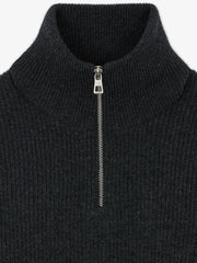 Museum Garments Sailor Sweater charcoal en laine d'agneau mérinos - détail 2