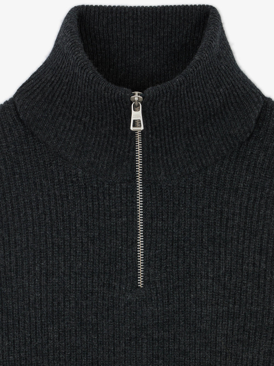 Museum Garments Sailor Sweater charcoal en laine d'agneau mérinos - détail 2