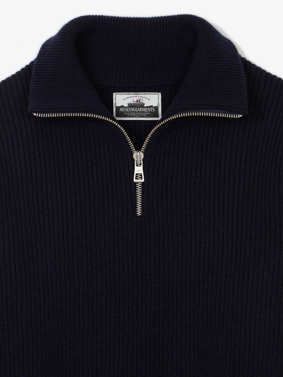 Museum Garments Sailor Sweater navy en laine d'agneau mérinos - détail 1