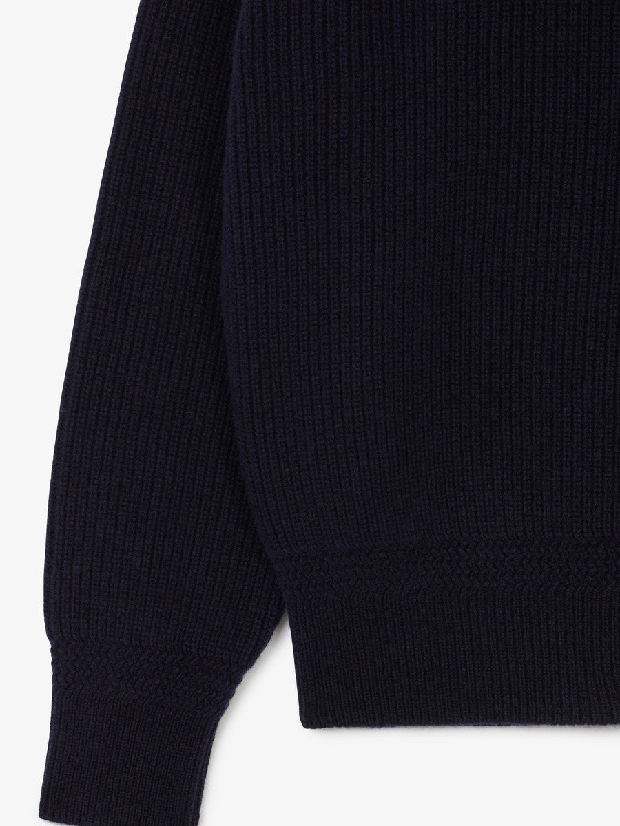 Museum Garments Sailor Sweater navy en laine d'agneau mérinos - détail 3