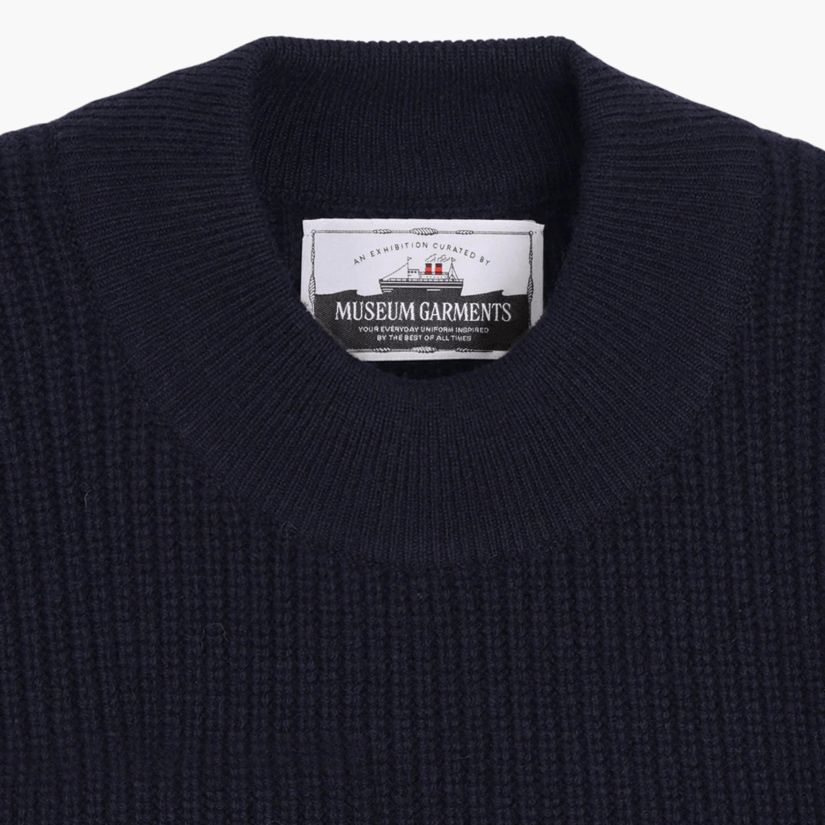 museum garments deck sweater navy laine mérinos rws côtes anglaises tricoté écosse aura store Rennes — photo 2
