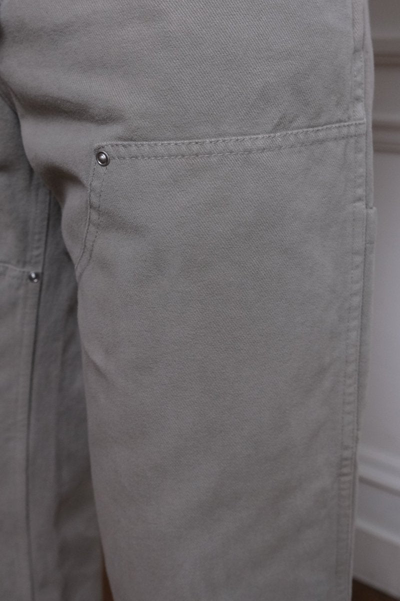 museum garments double knee pants sage green sergé coton brossé italien renforts frontaux rivets métal aura store rennesss — photo 3