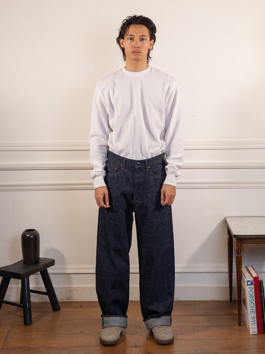 Selvage Denim Pants - Indigo - nanamica - vue portée en pied