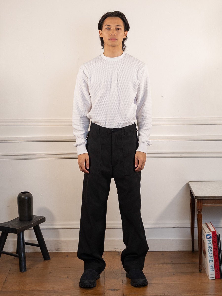 Wide Baker Pants - Black - nanamica - vue portée en pied