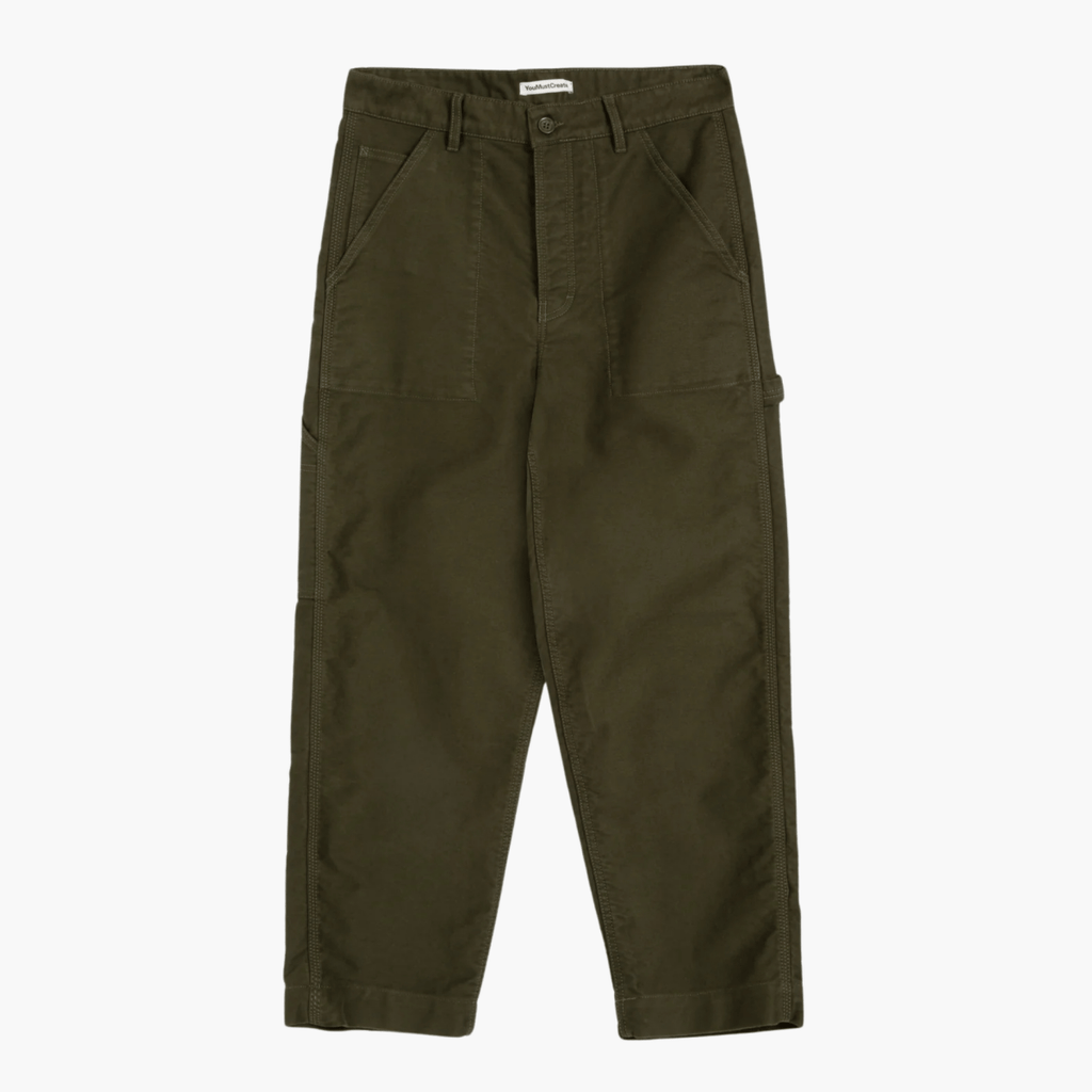 Painter Trouser Olive YMC porté – vêtements homme Rennes – Aura Store