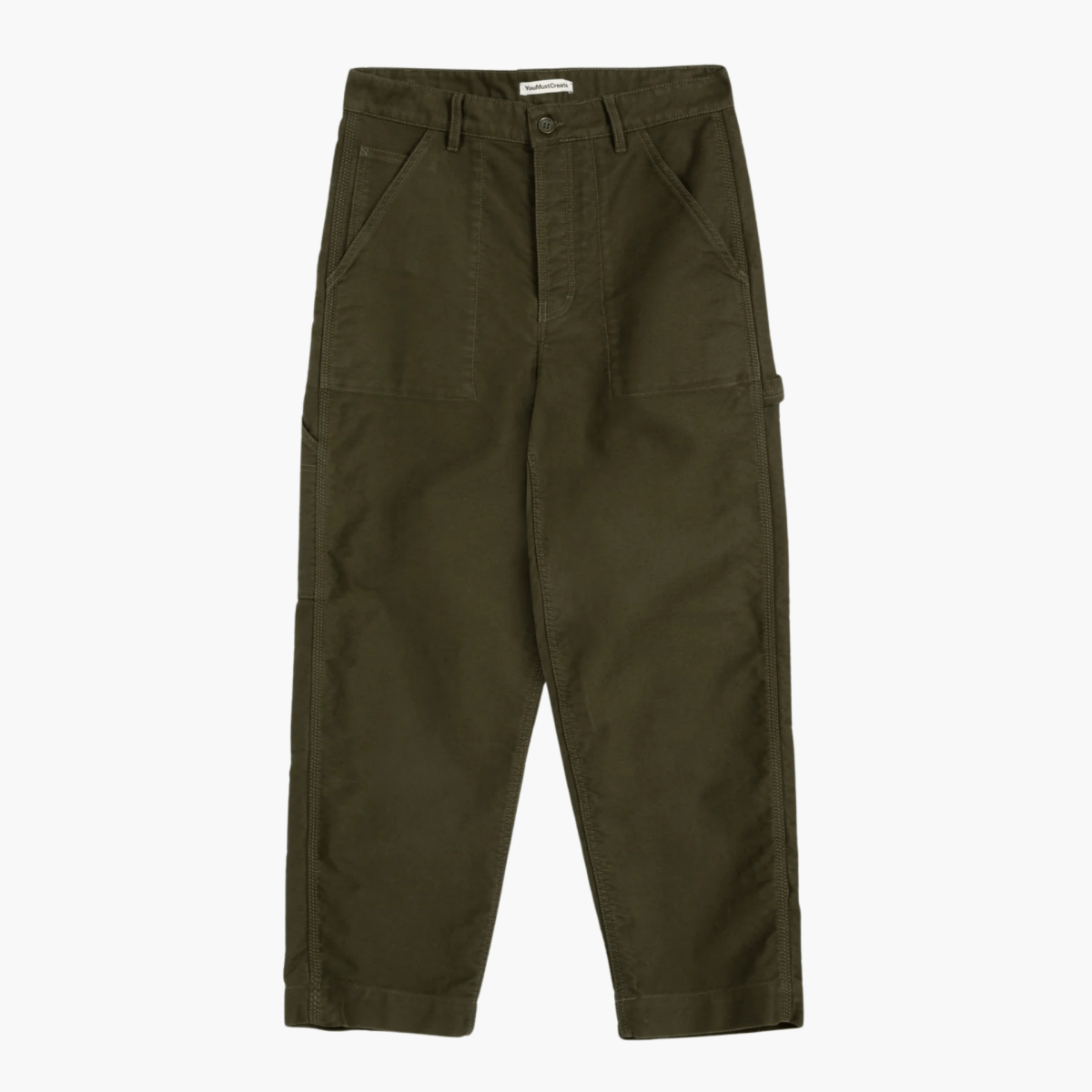 Painter Trouser Olive YMC porté – vêtements homme Rennes – Aura Store