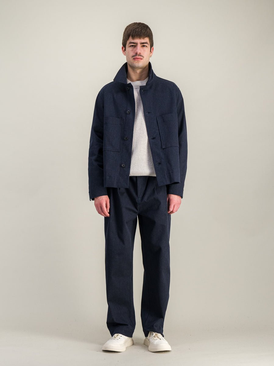 Wide Double Pleats Pants - Navy - Parages - Aura Store - vue 3