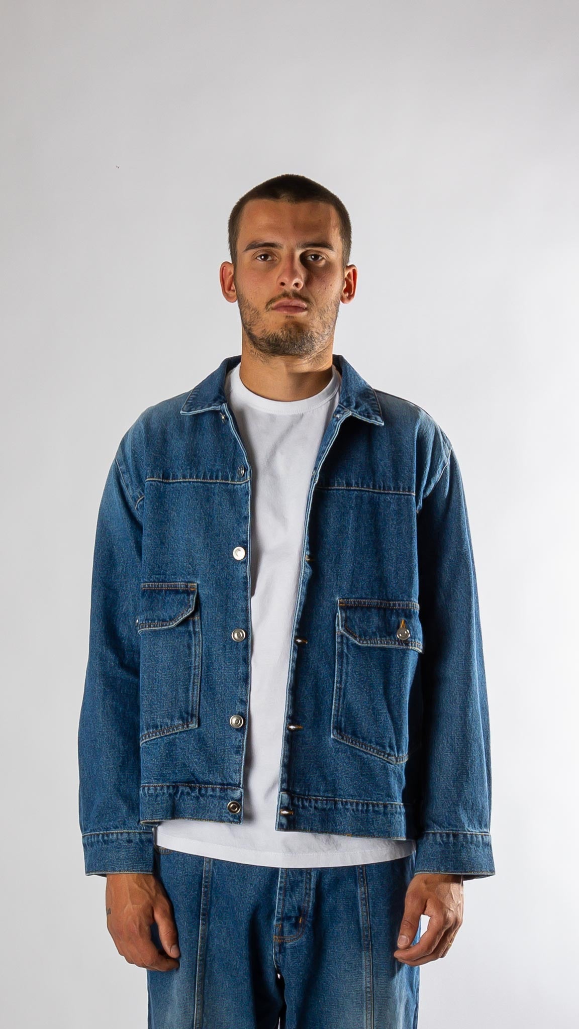 Full button denim jacket Pop trading company