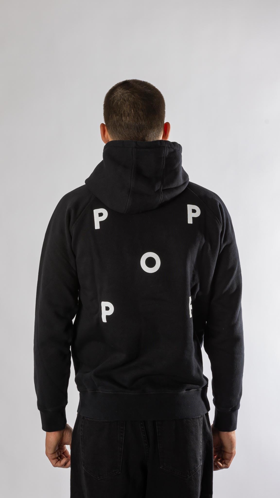 logo hooded sweat - black/white Pop trading company