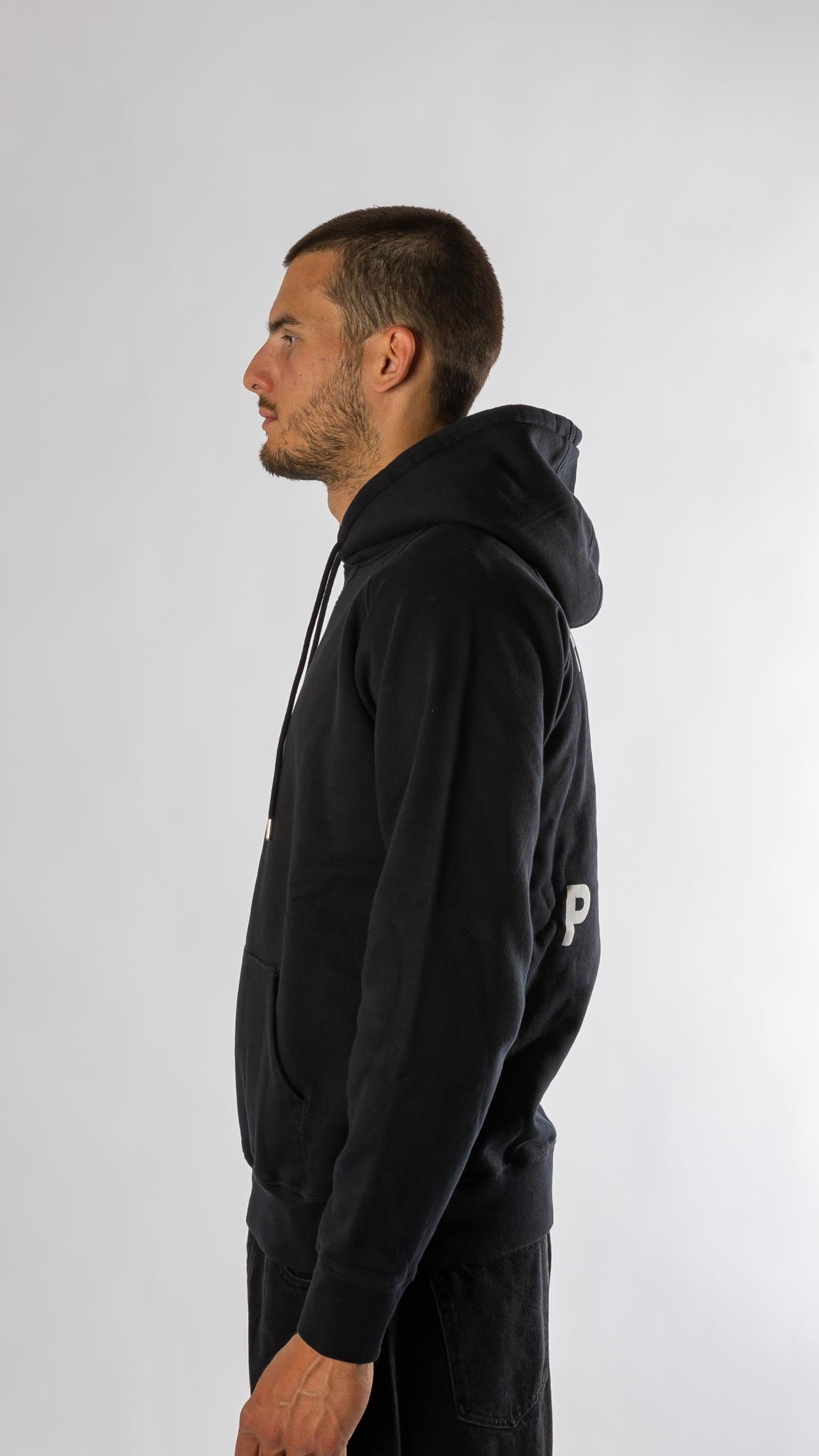 logo hooded sweat - black/white Pop trading company