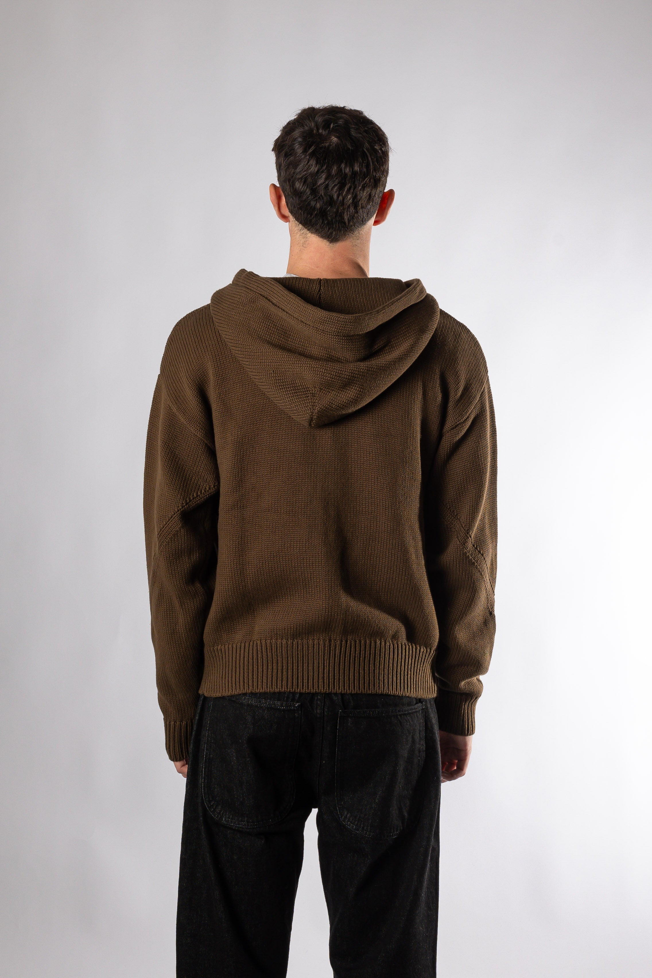 Chunky Knit Zip Up Hoodie - Acid Brown The New Original
