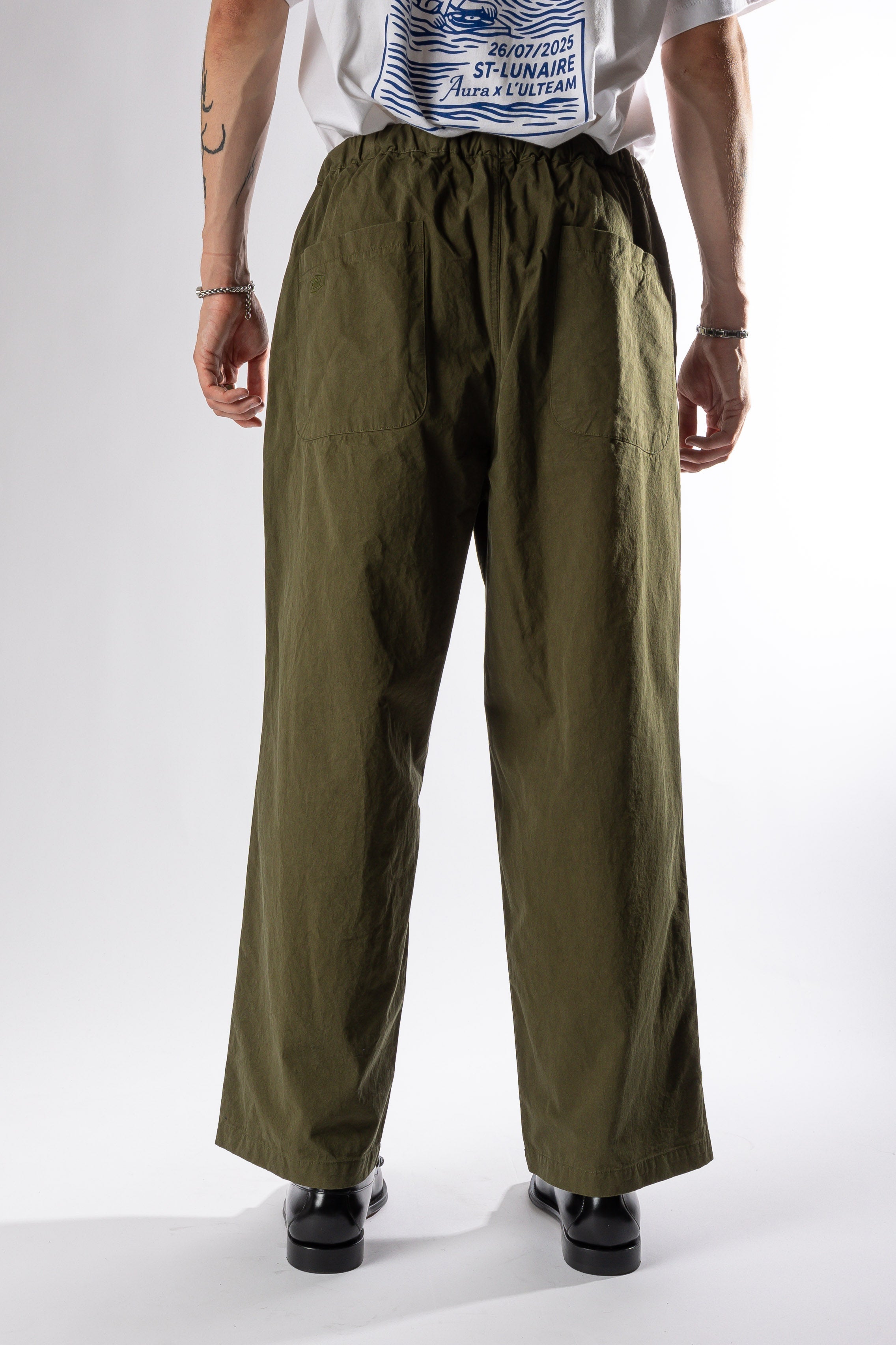 TWO TUCK WIDE PANTS KHAKI Kappy