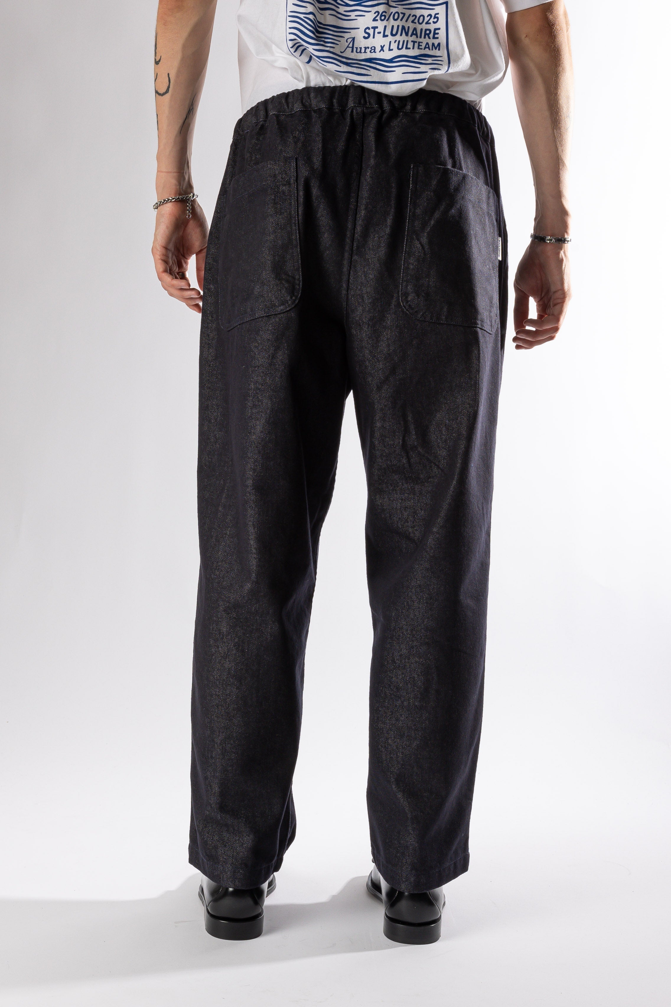 TWO TUCK WIDE DENIM PANTS DEEP INDIGO Kappy