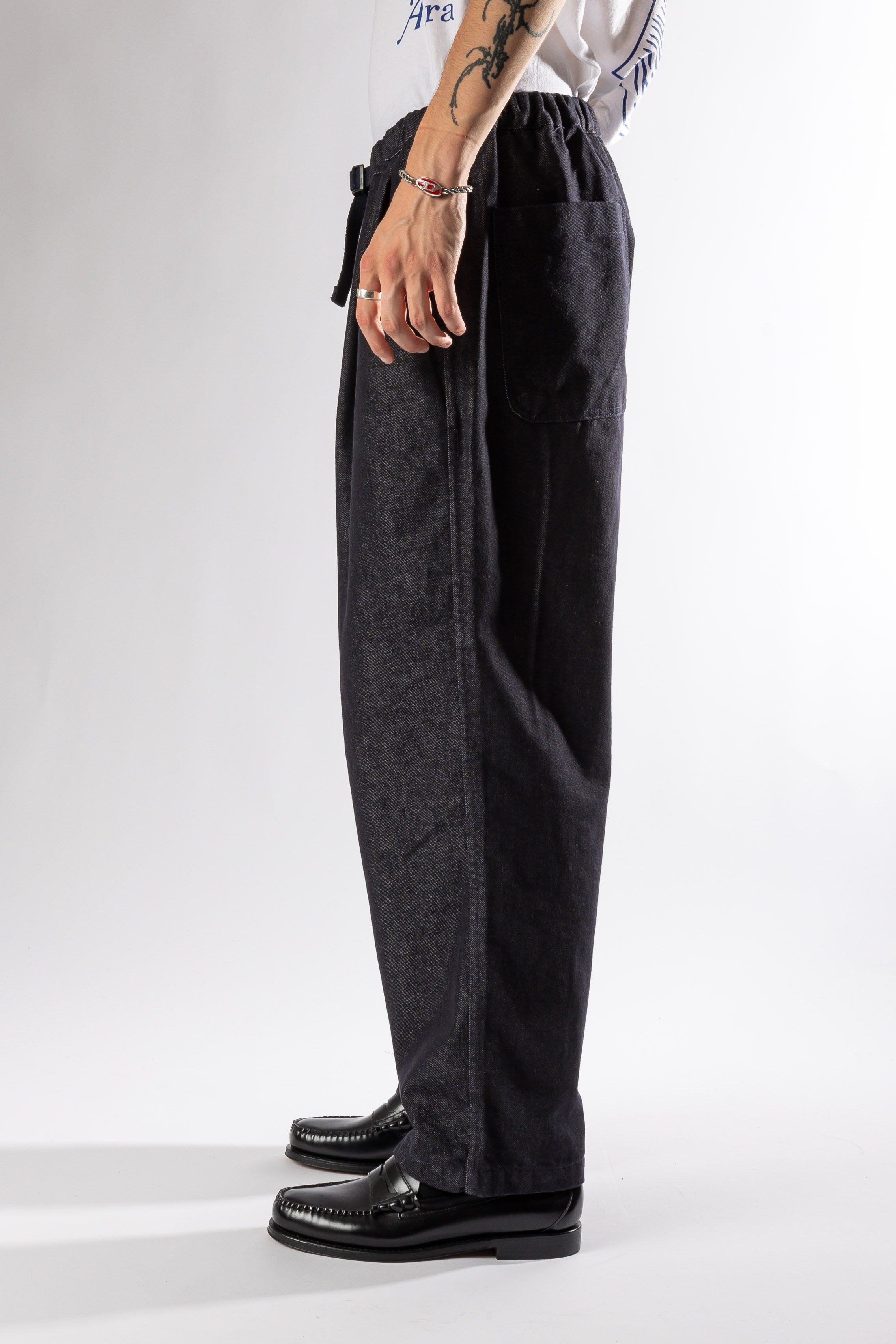 TWO TUCK WIDE DENIM PANTS DEEP INDIGO Kappy
