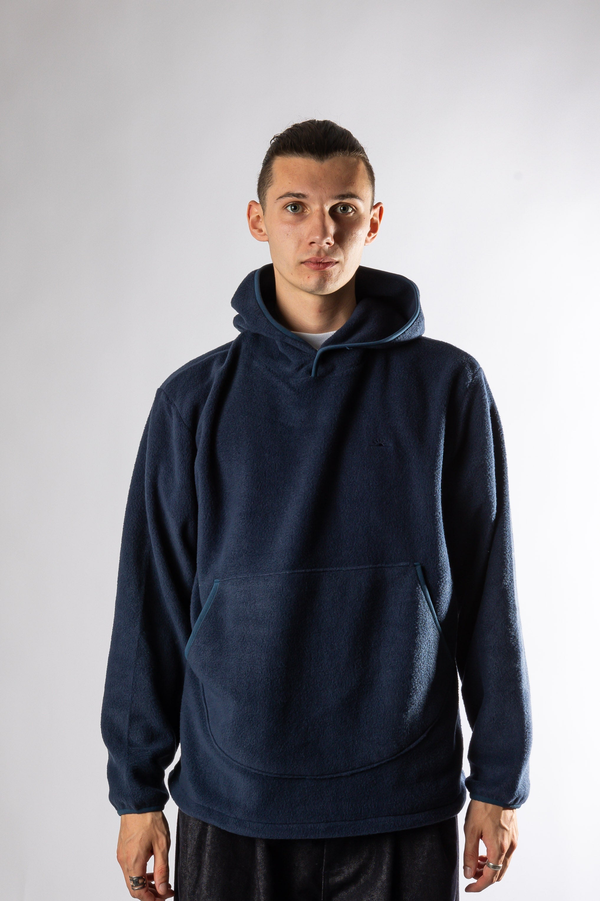 SUNRISE FLEECE BUTTON HOODIE NAVY Kappy