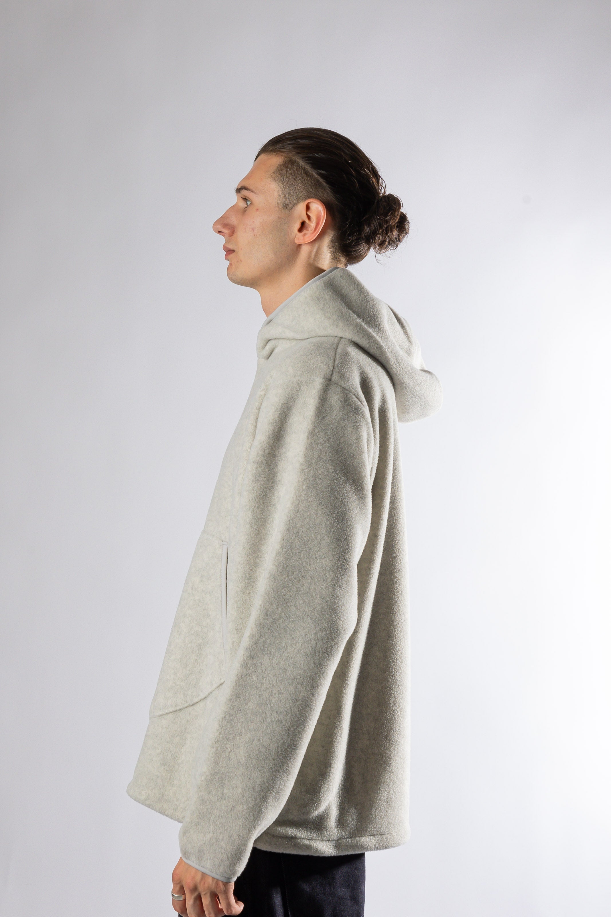 SUNRISE FLEECE BUTTON HOODIE MELANGE WHITE Kappy