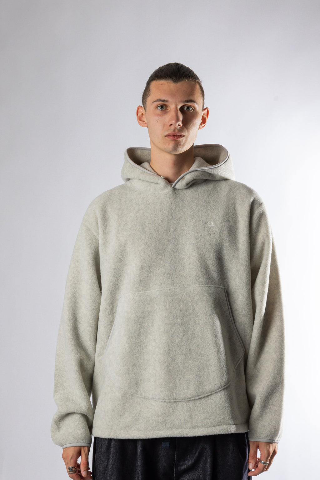 SUNRISE FLEECE BUTTON HOODIE MELANGE WHITE Kappy