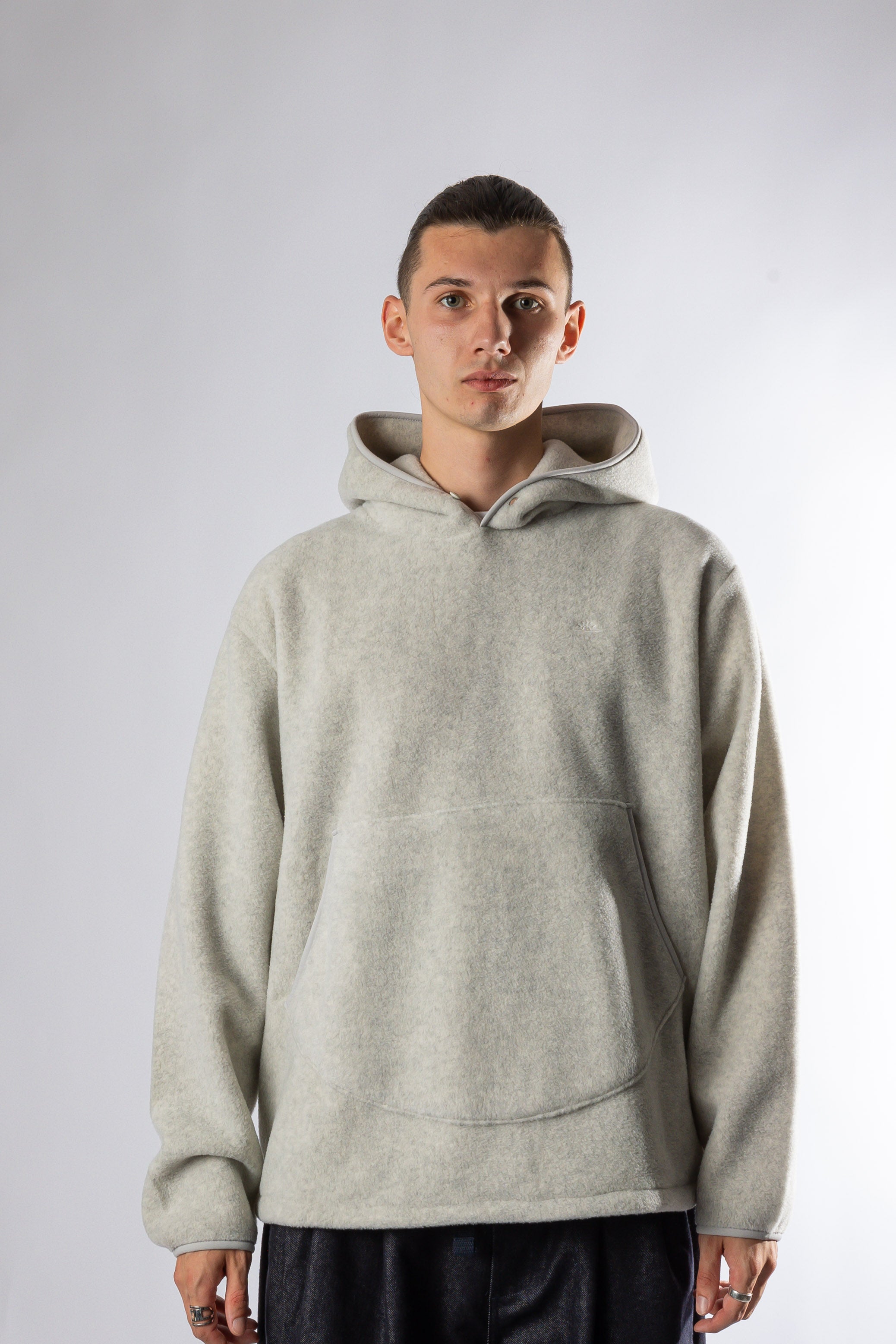 SUNRISE FLEECE BUTTON HOODIE MELANGE WHITE Kappy