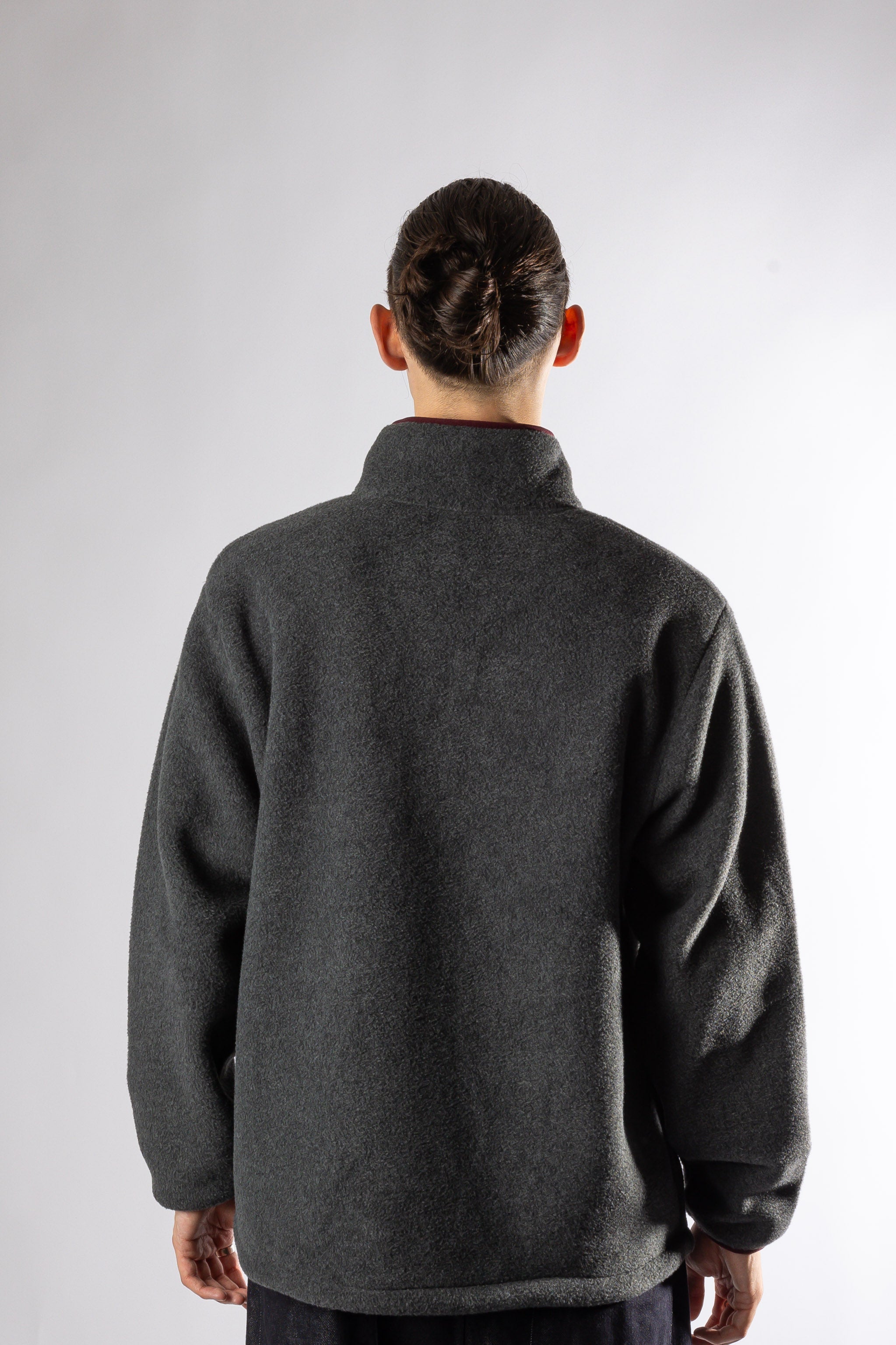 FLEECE BUTTON ANORAK DARK GREY Kappy