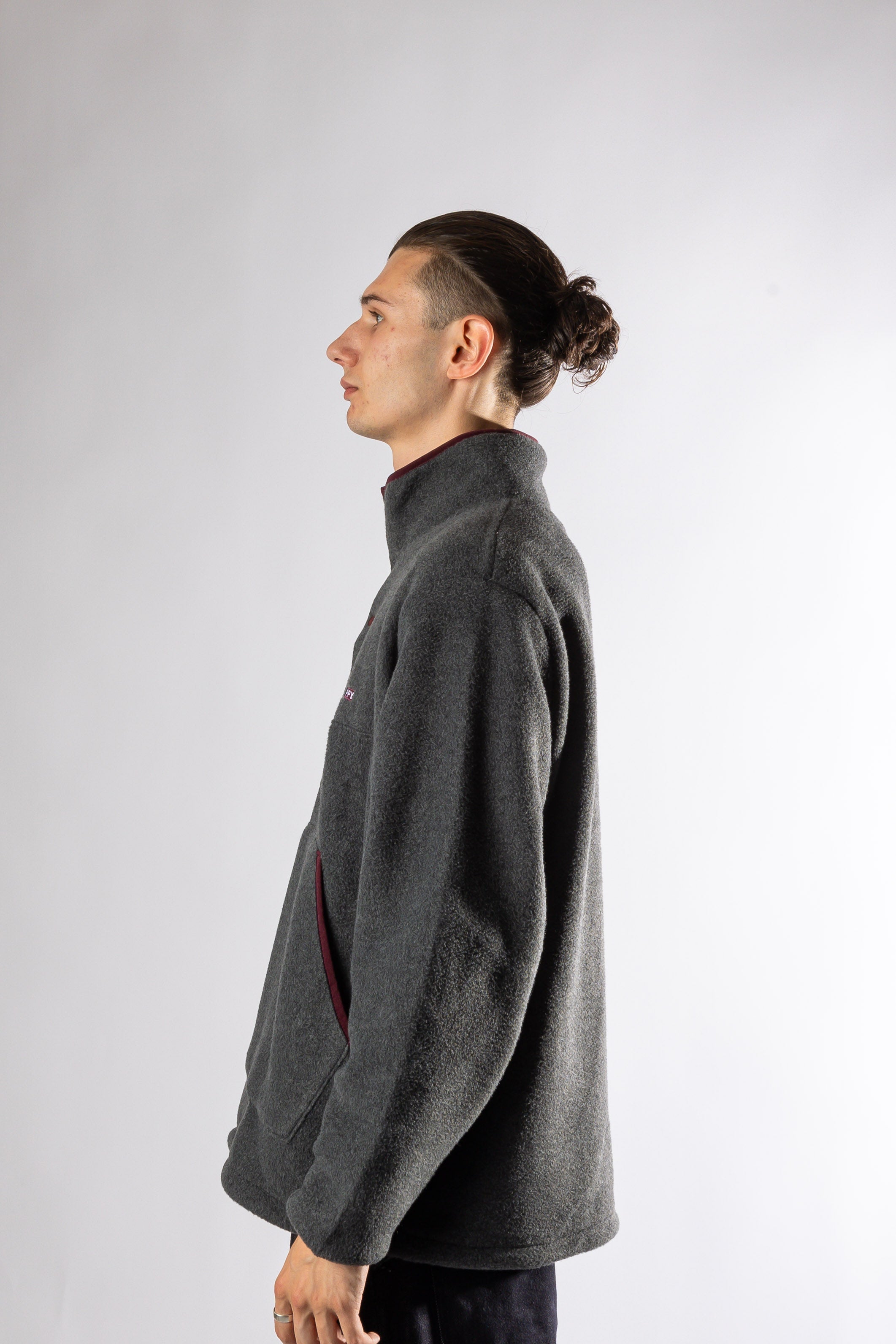 FLEECE BUTTON ANORAK DARK GREY Kappy