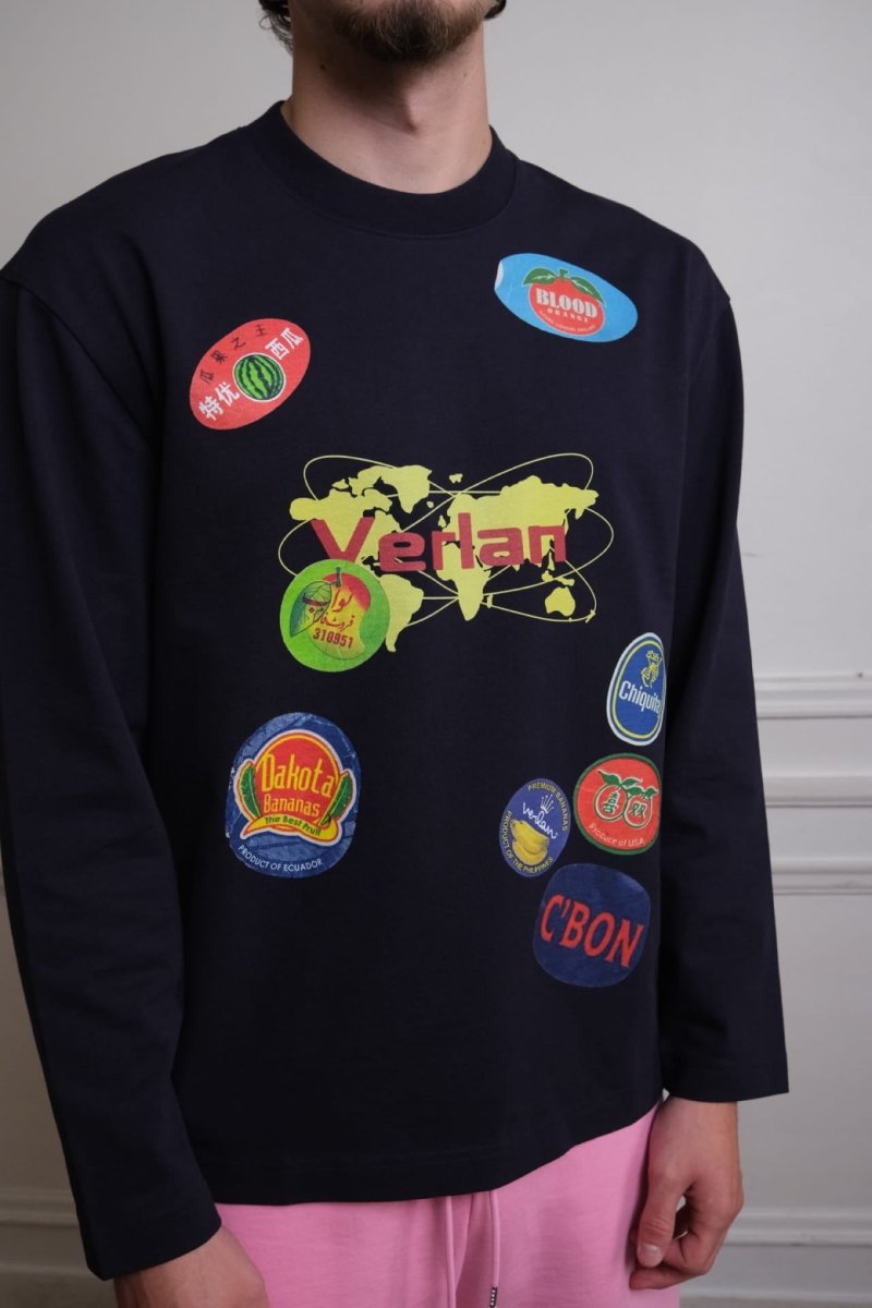LONGSLEEVE T-SHIRT FRUIT STICKERS - NAVY BLUE Verlan — photo 3