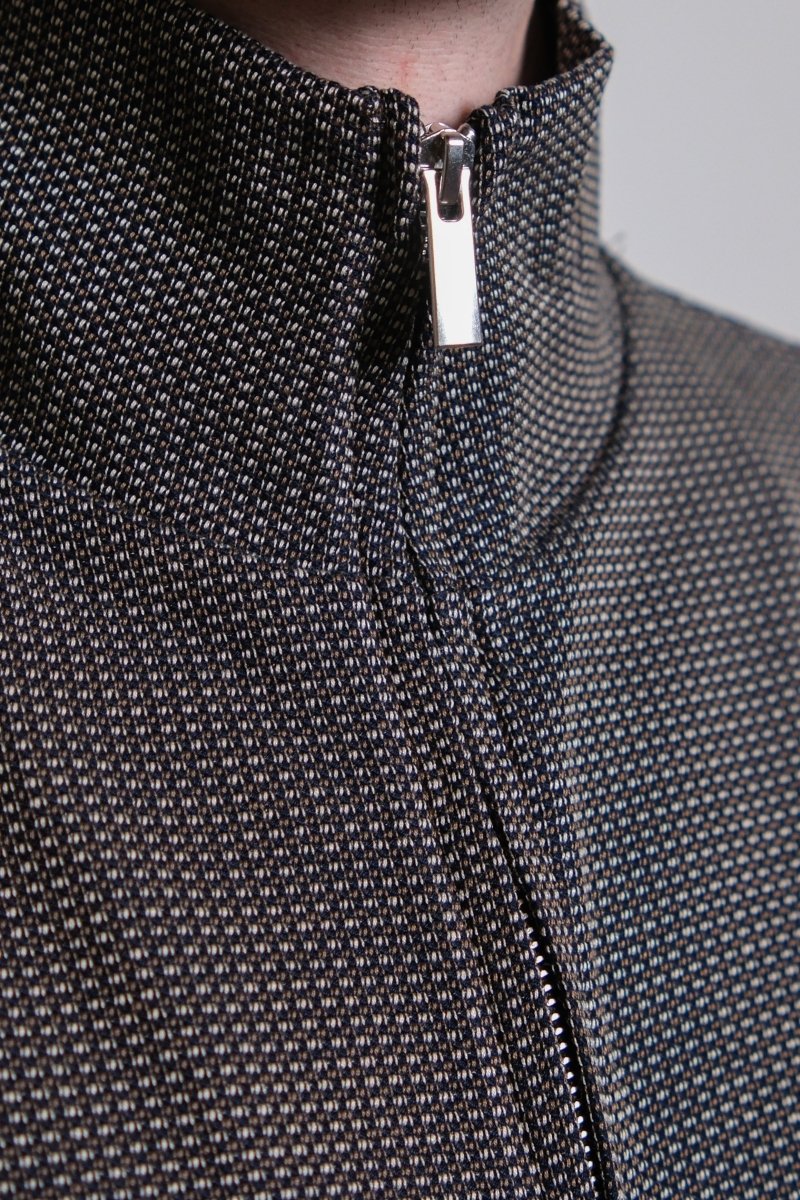 STAND ZIP  Brown / Navy - Jacquard