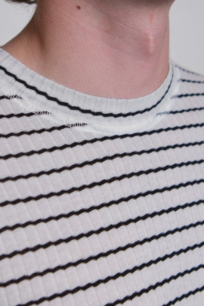 RIB LONGSLEEVE - WHITE / BLACK STRIPE