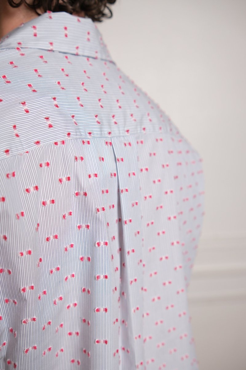 FIND SHIRT - BLUE/WHITE STRIPE RED FRINGE