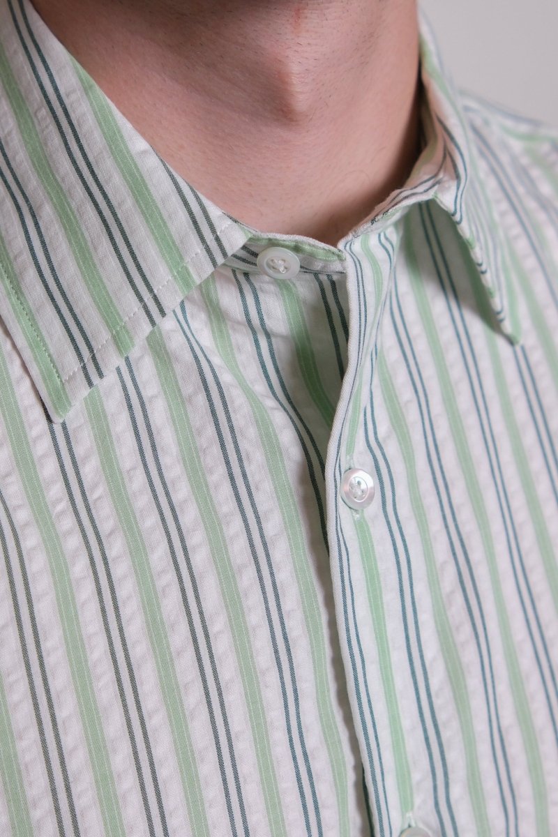 FIND SHIRT - GREEN / WHITE SEERSUCKER STRIPE