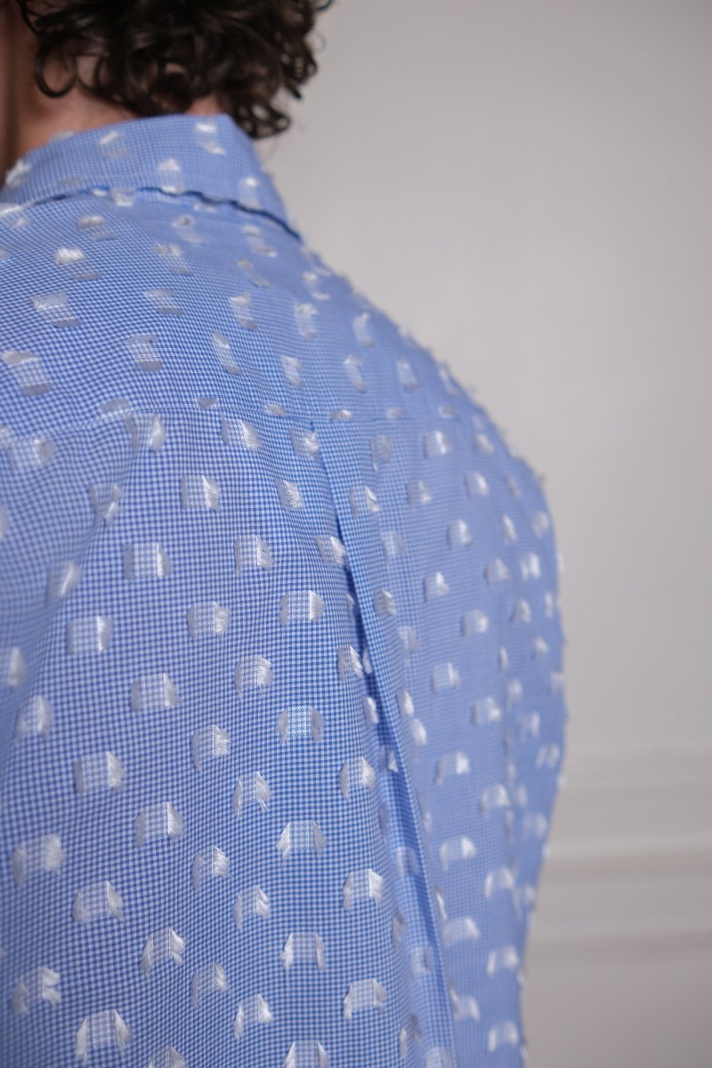 FIND SHIRT - BLUE / WHITE FRINGE CHECK