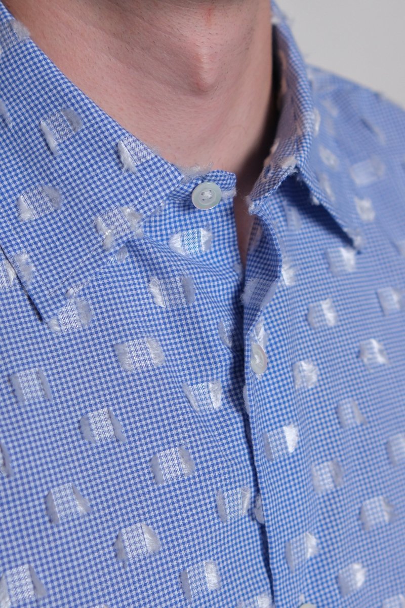 FIND SHIRT - BLUE / WHITE FRINGE CHECK