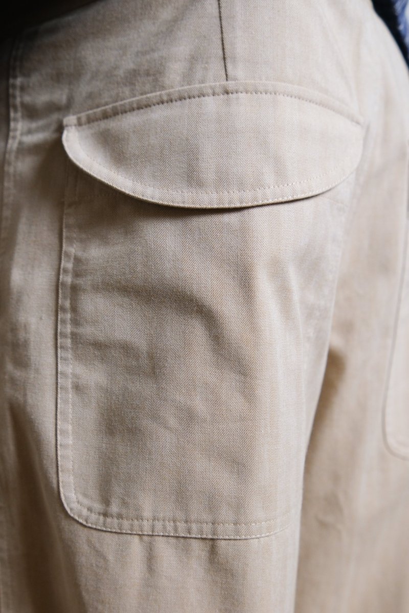 CARG PANTS - IVORY HERRINGBONE
