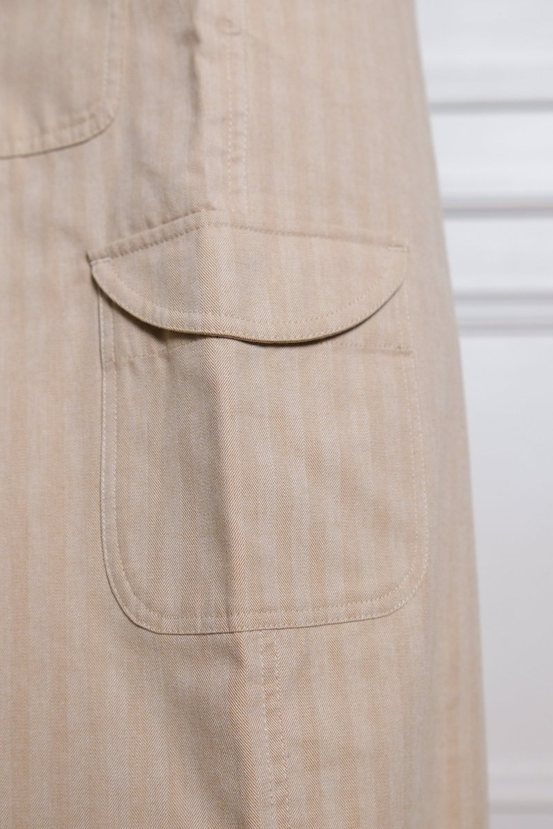 CARG PANTS - IVORY HERRINGBONE