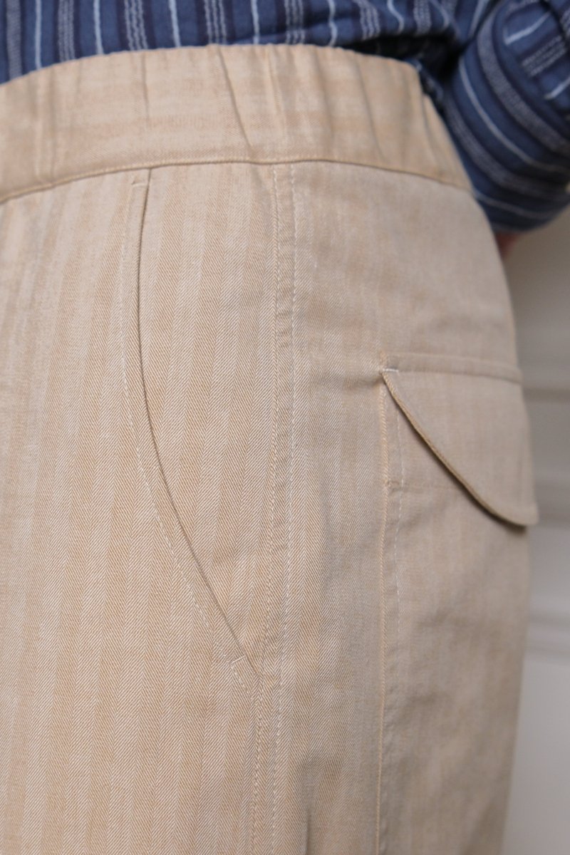 CARG PANTS - IVORY HERRINGBONE