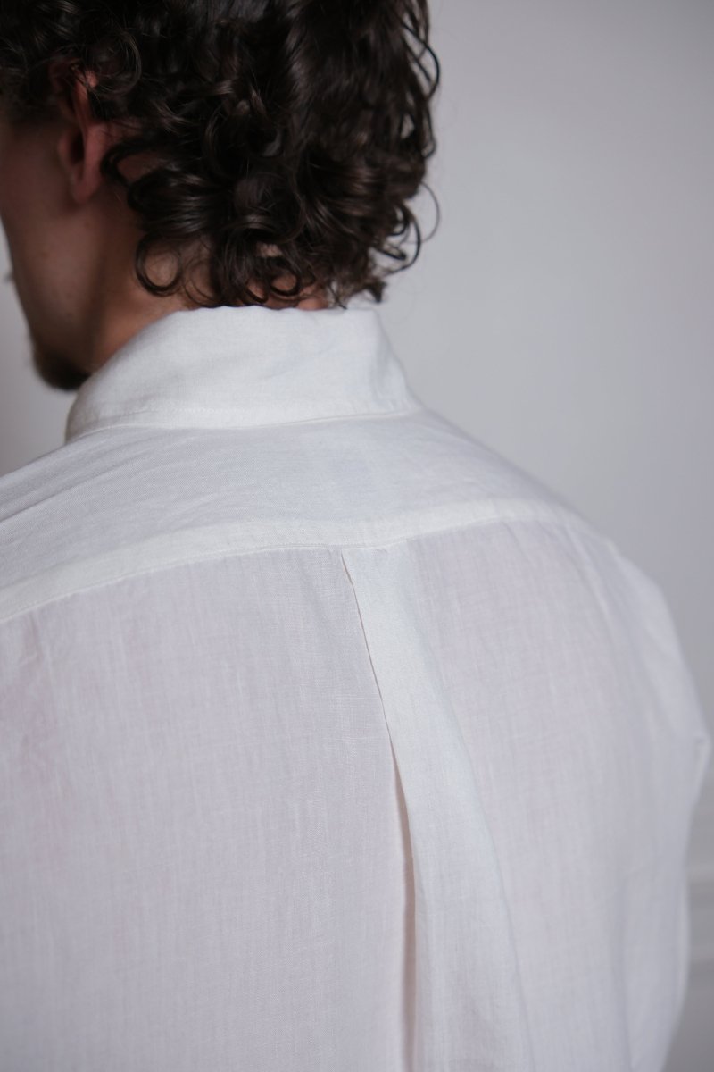 Ametora Shirt White Linen - Kamakura Shirt - détail col 3.5 pouces