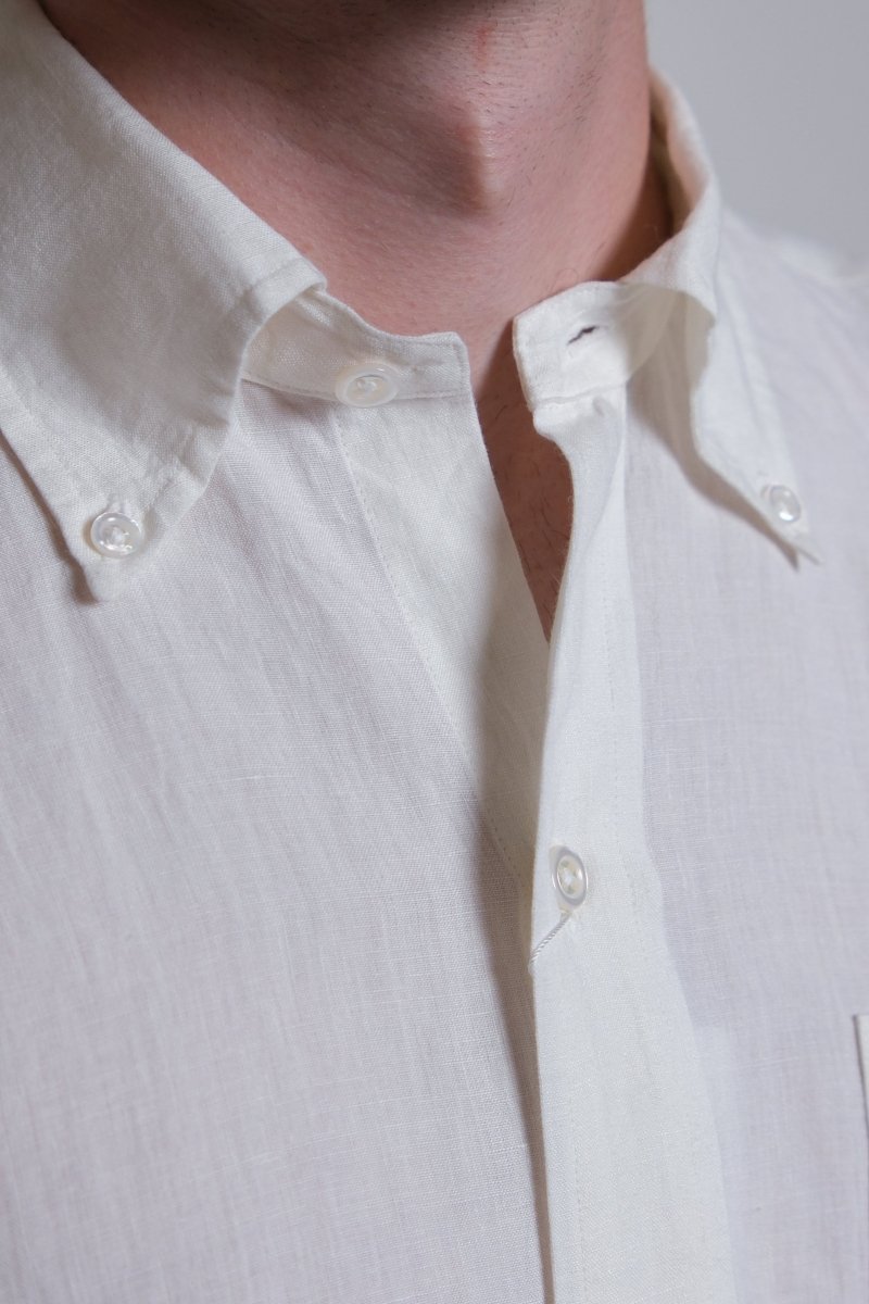 Ametora Shirt White Linen - Kamakura Shirt - détail manches fronces — photo 5