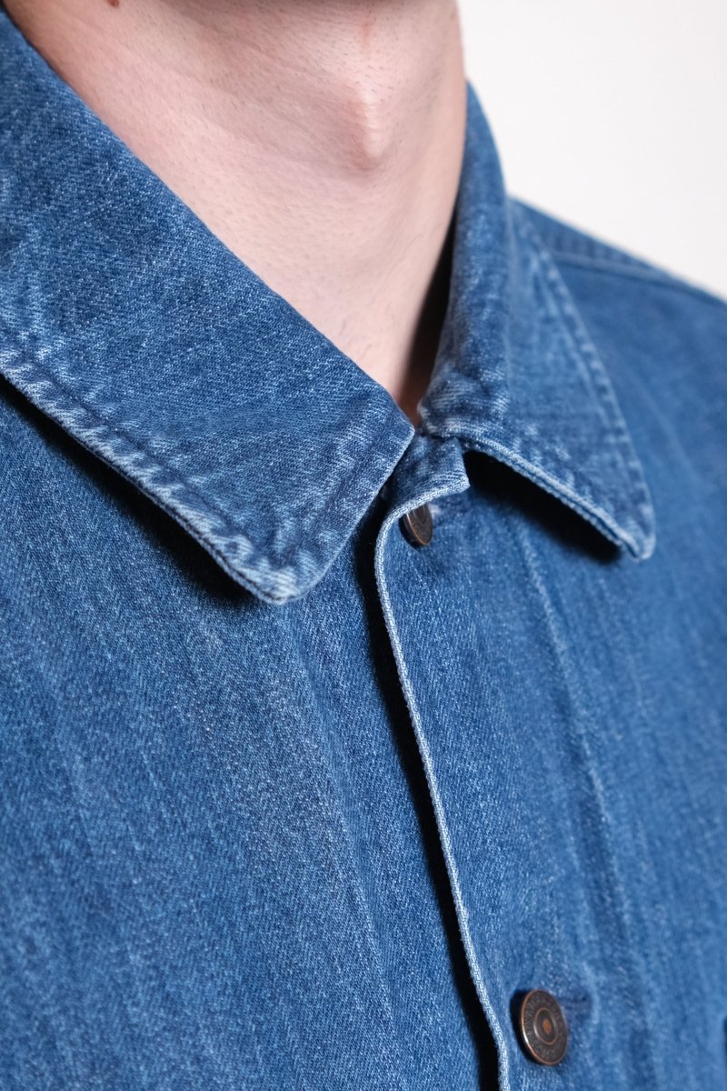 French Work Denim Jacket (Light Blue) - Kamakura Shirt - détail col