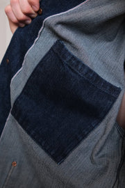 French Work Denim Jacket (Dark Blue) - Kamakura Shirt - détail col